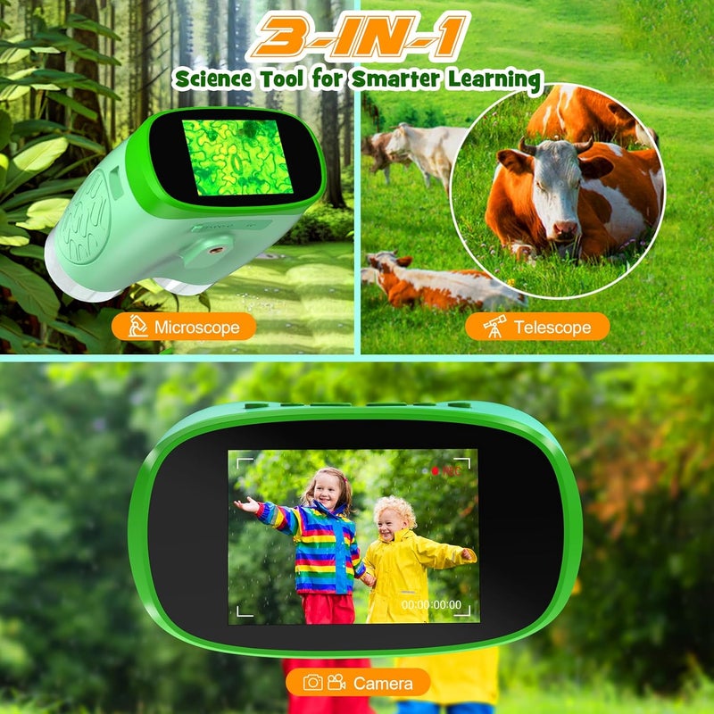 Nicmore 1000X Handheld Microscope for Kids : 4K 2.0" Screen Rechargeable Telescope and Camera Combo with 6 Slides, Perfect for Indoor Outdoor Exploration, Portable Edu for Age 3-12 Children - Image 4